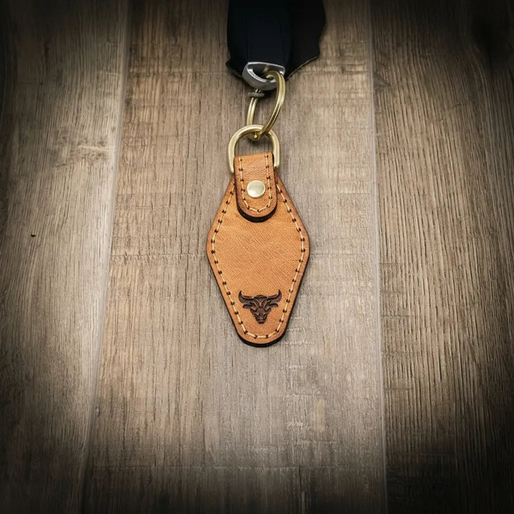 Leather Keychain | Custom Keychain - Saddle Tan