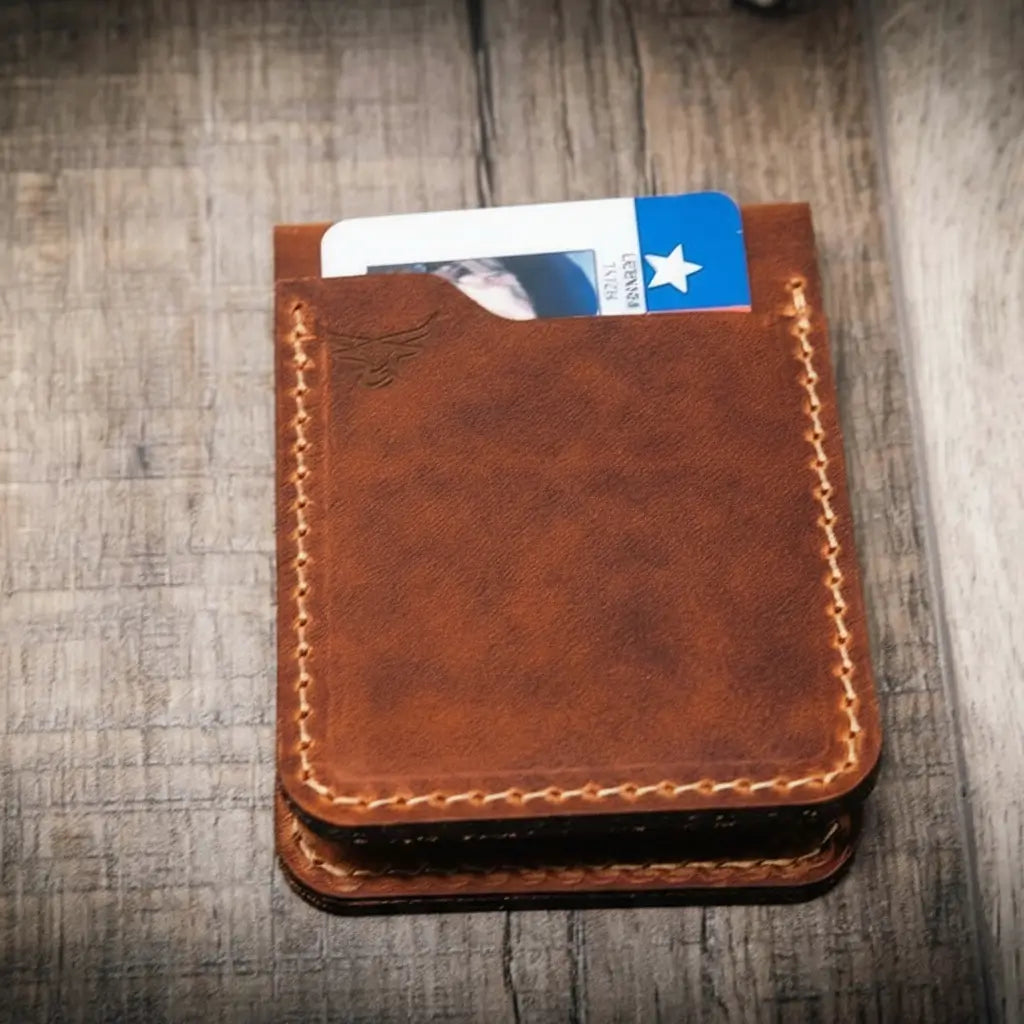 Peyton Small Card Holder- Chestnut Bull Sheath Leather

