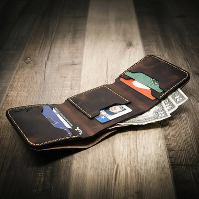 mens wallet trifold genuine leather wallet
