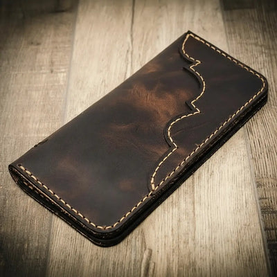 Western Leather Long Wallet - Walnut
