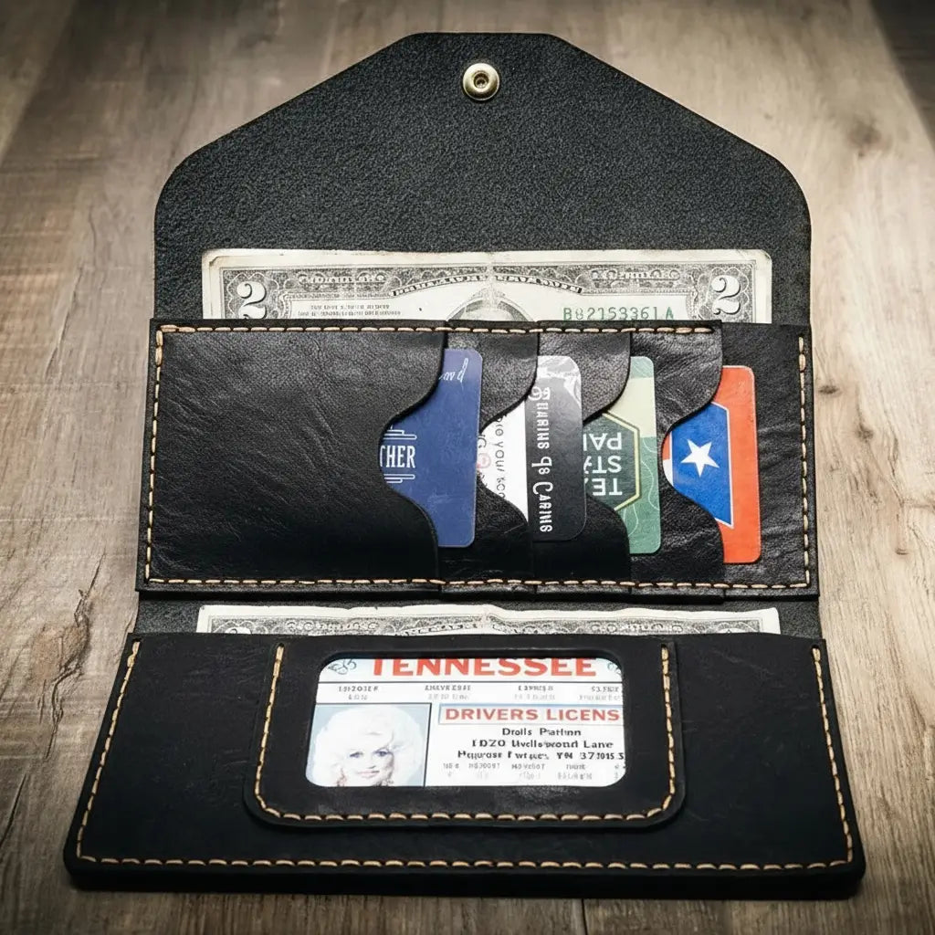 Womens Leather Clutch - Black
