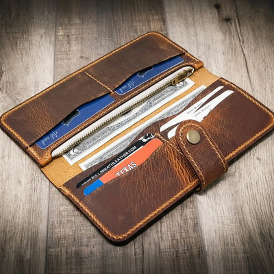 Sunshine Ladies Long Wallet - Walnut Bull Sheath Leather