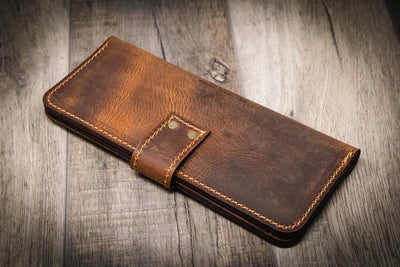 Sunshine Ladies Long Wallet - Walnut Bull Sheath Leather