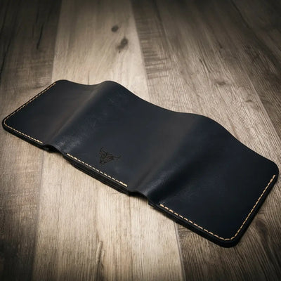 Handmade Trifold badge wallet - black
