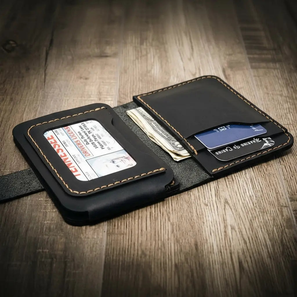 Badge Vertical Wallet - Black
