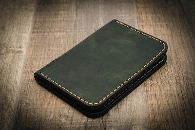 mens leather wallet dark green bifold