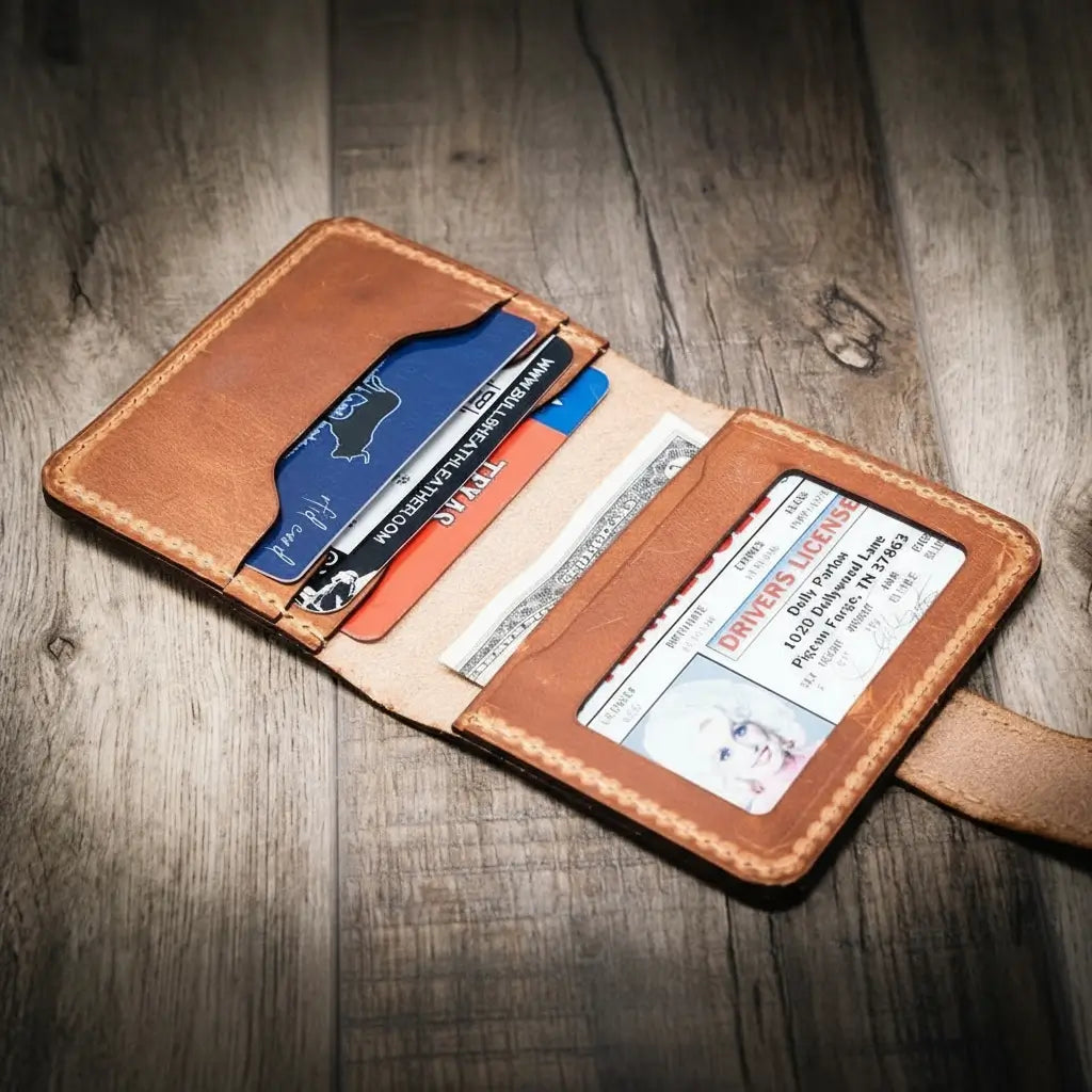 Victory Ladies Minimalist Wallet - Saddle Tan Bull Sheath Leather
