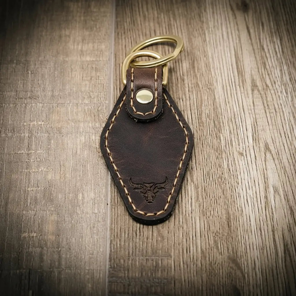 Leather Keychain | Custom Keychain - Walnut