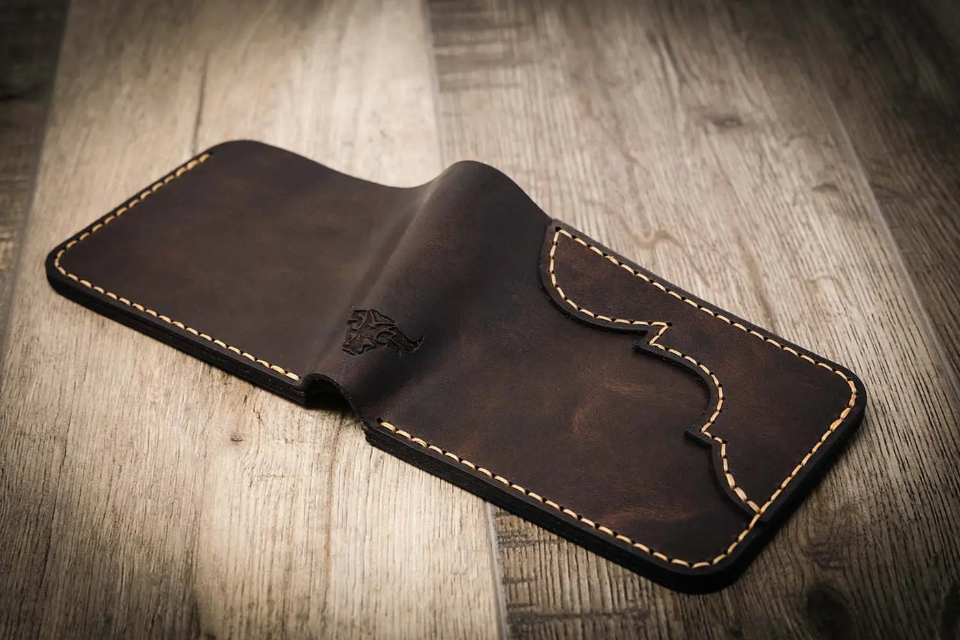 Western Bifold Wallet Bull Sheath Leather