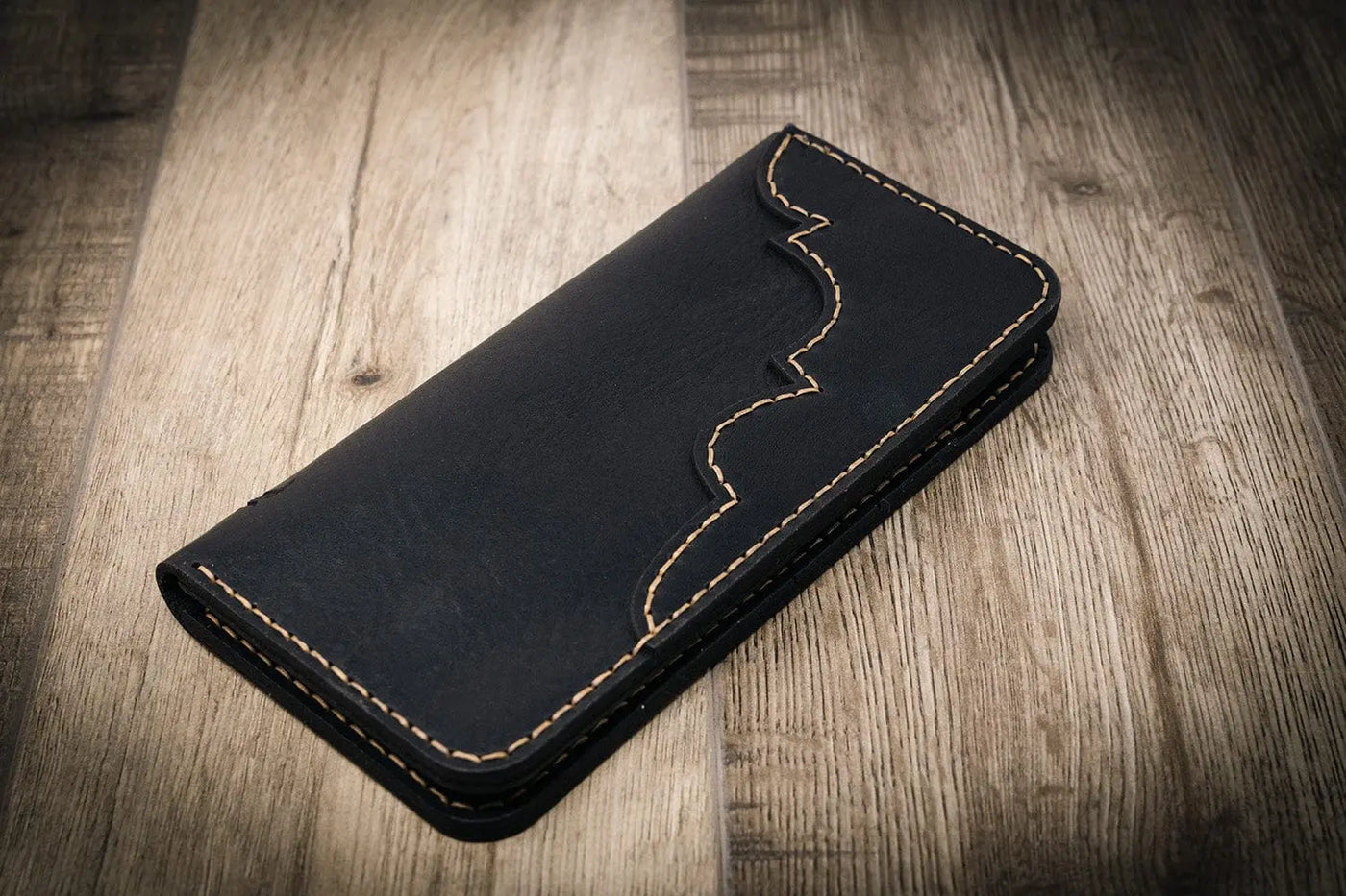 Mens Black Western Long Wallet