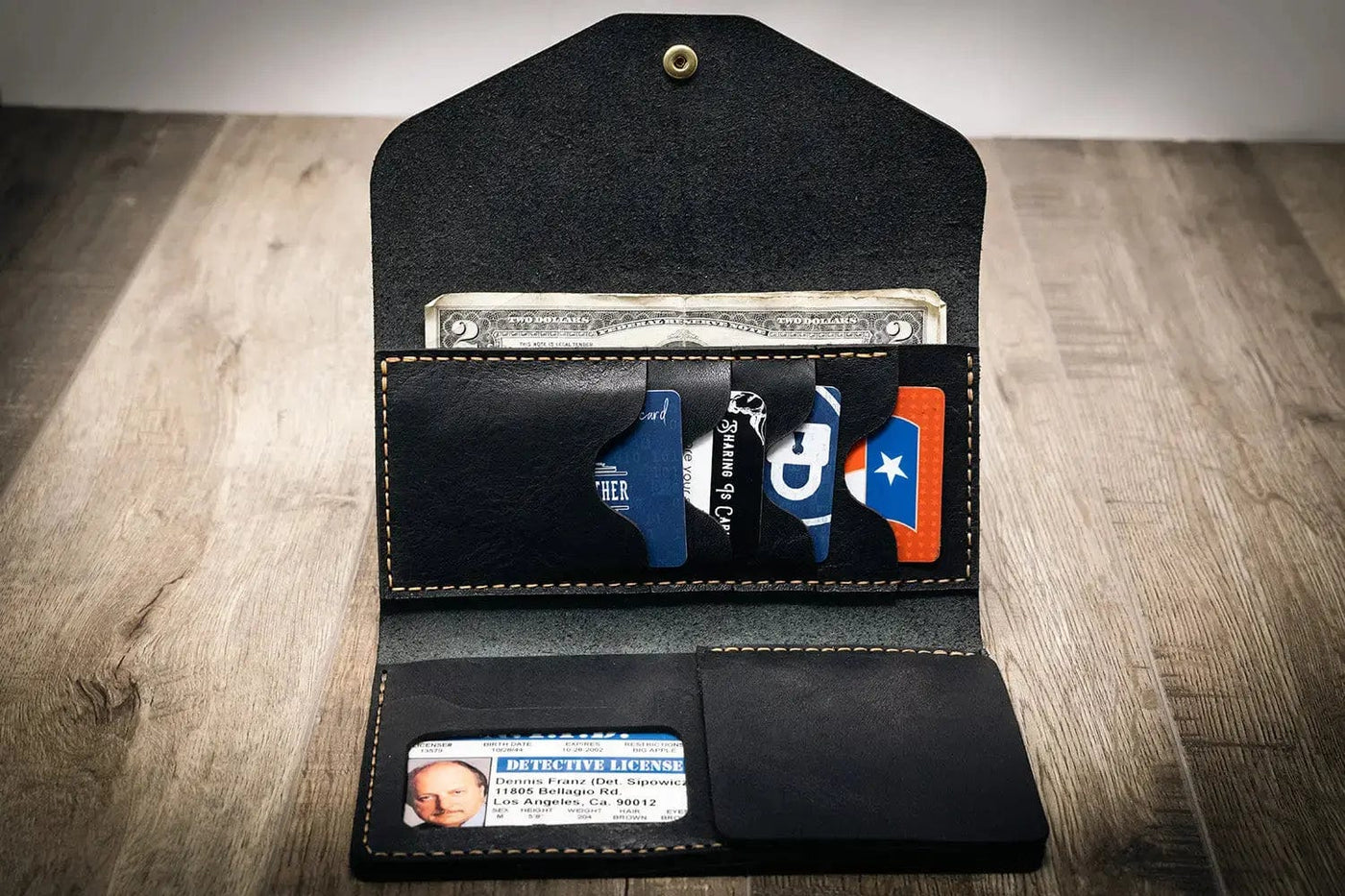 Badge Clutch Wallet - Black Bull Sheath Leather