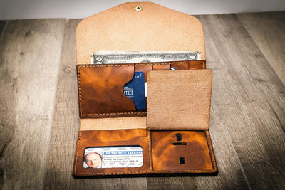 Badge Clutch Wallet - Chestnut Bull Sheath Leather