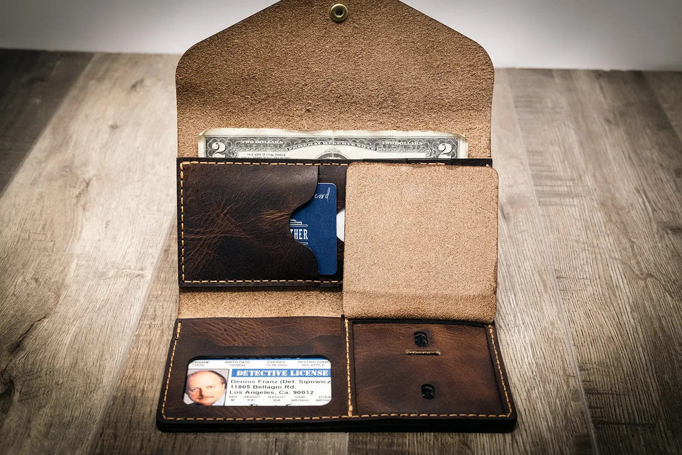 Badge Clutch Wallet - Walnut Bull Sheath Leather