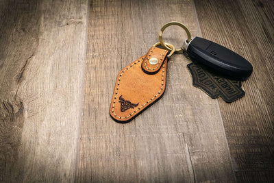 Leather Keychain | Custom Keychain - Brandy