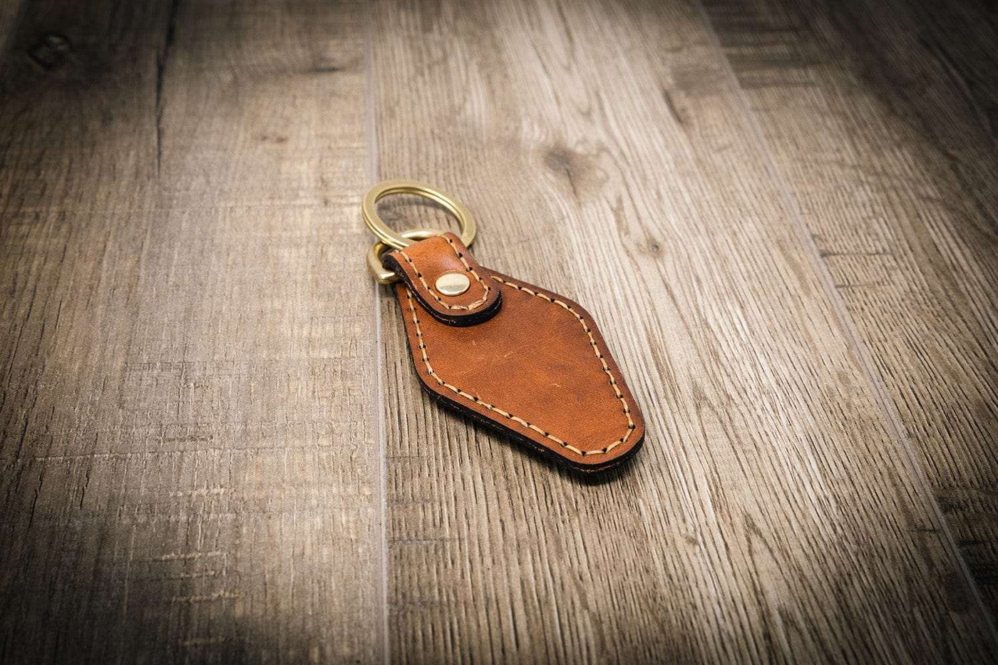 Leather Keychain | Custom Keychain - Chestnut