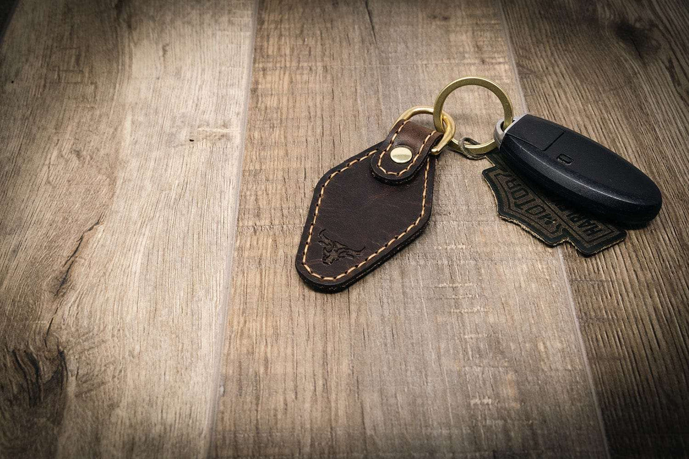 Leather Keychain | Custom Keychain - Walnut