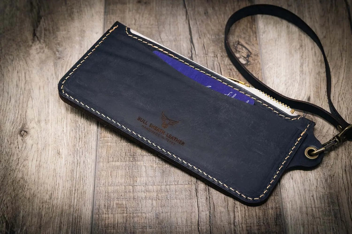 Aledo Zip Wallet - Navy Bull Sheath Leather