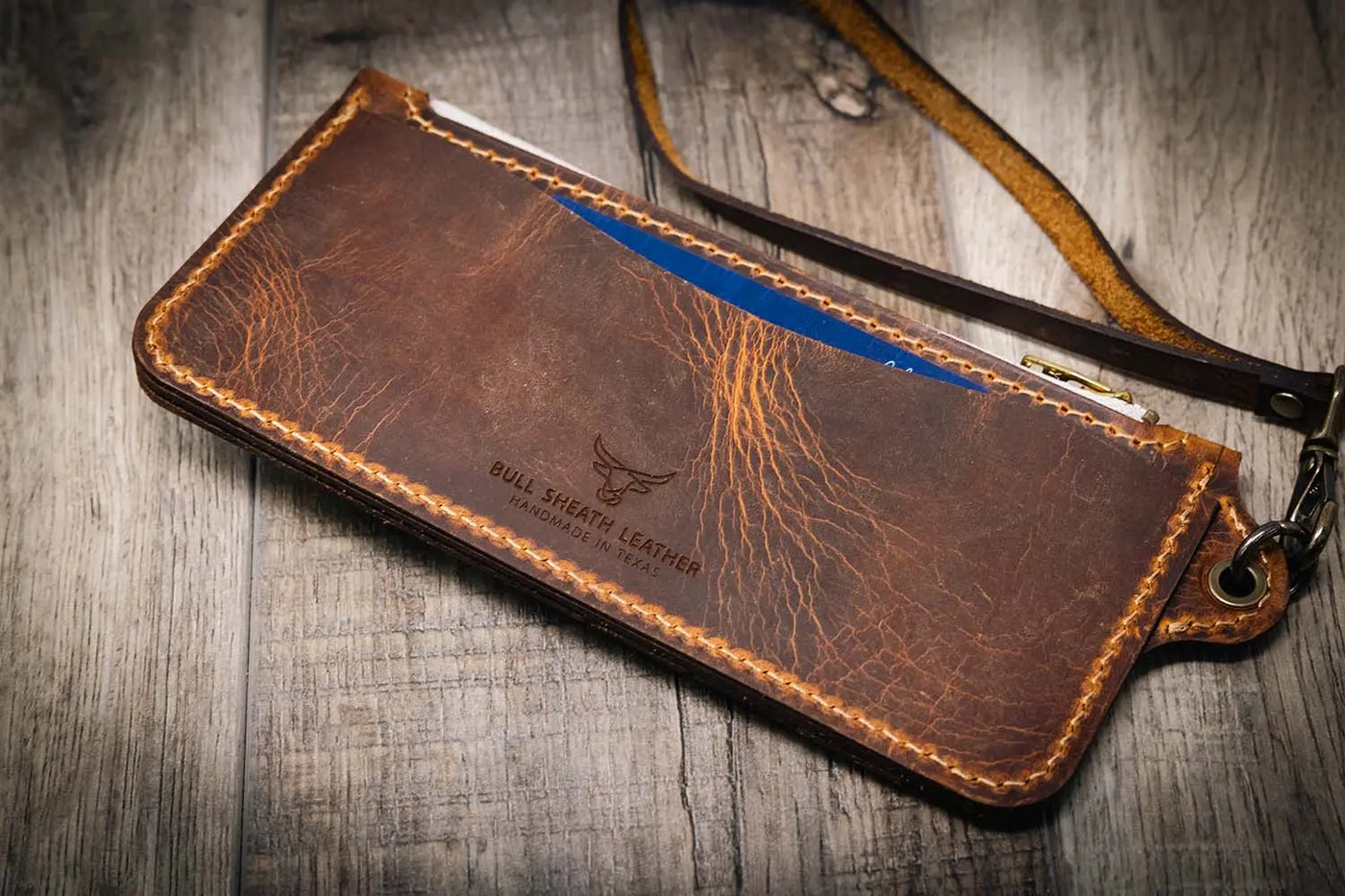 Aledo Zip Wallet - Walnut Bull Sheath Leather