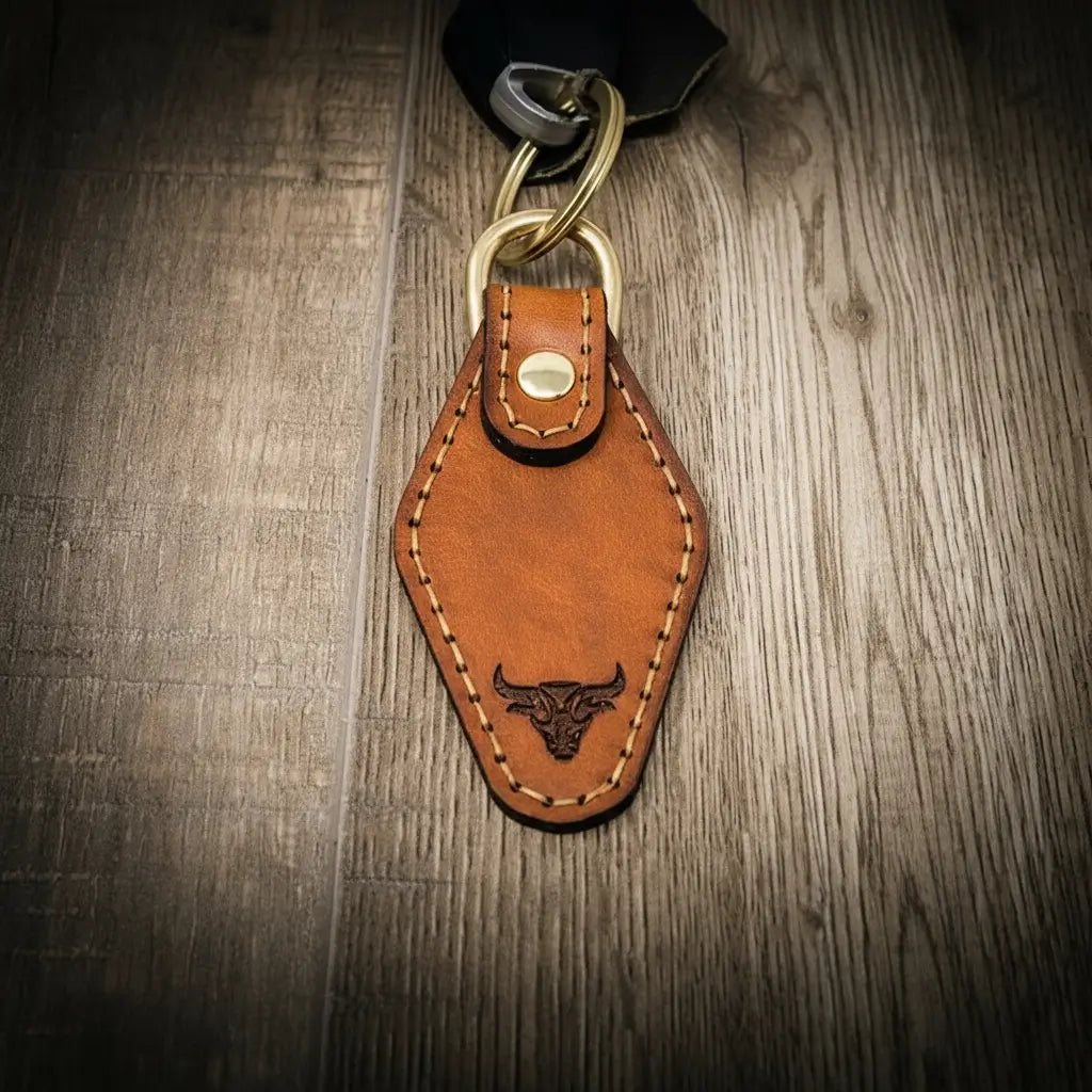 Leather Keychain | Custom Keychain - Chestnut