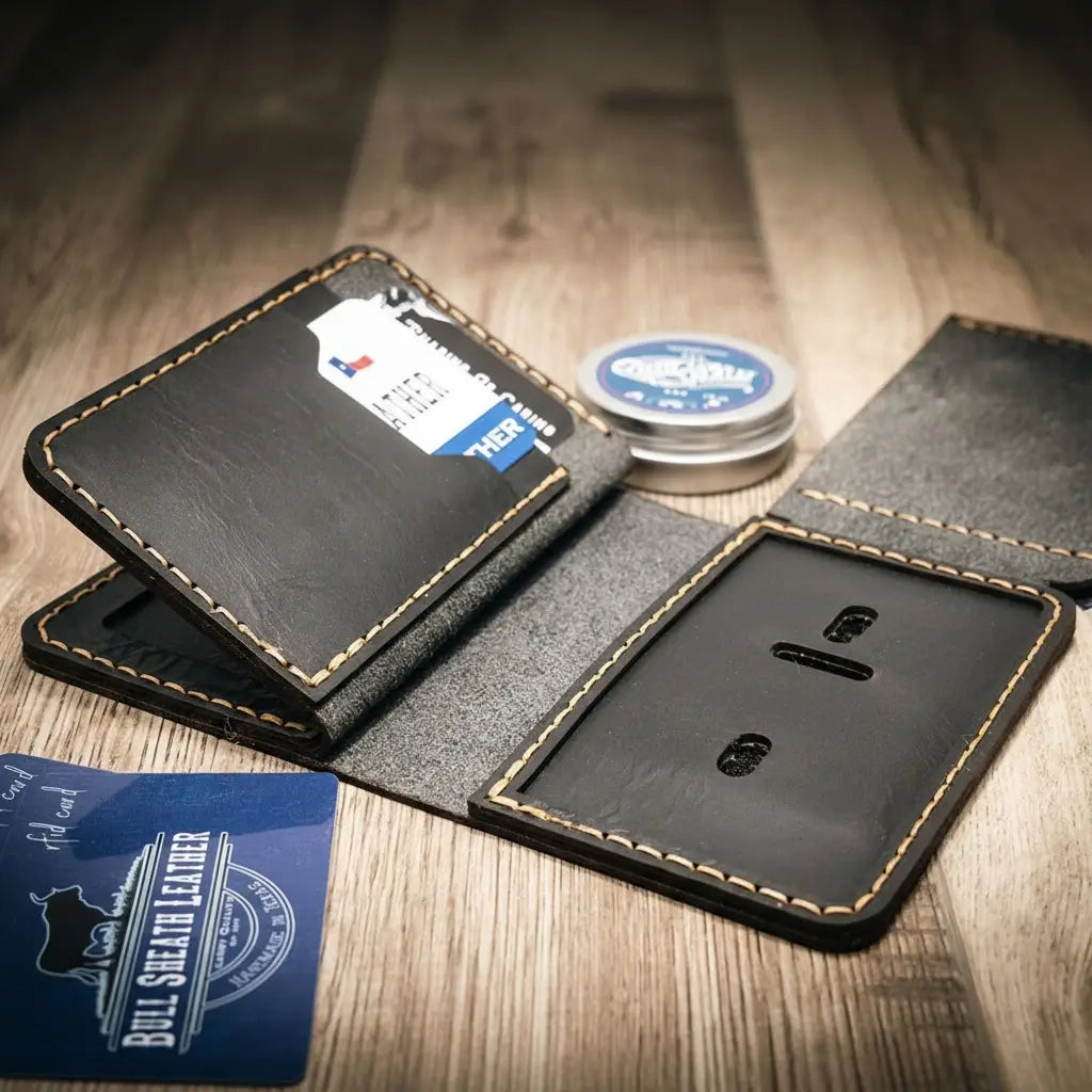 Federal Badge Wallet Small - Black Bull Sheath Leather
