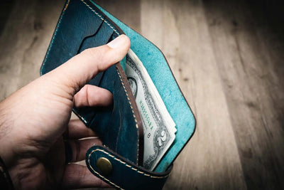 Glory Snap Bifold Wallet -Aqua Bull Sheath Leather