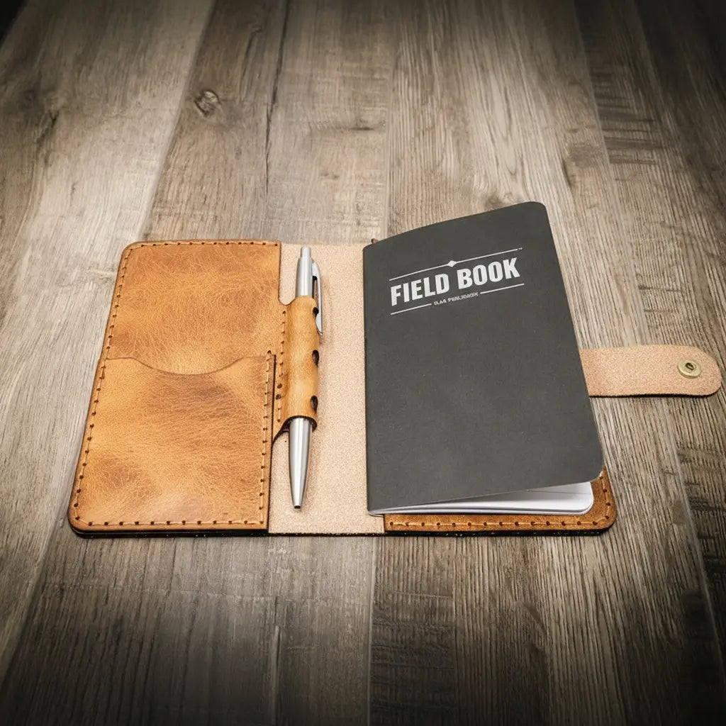 Leather Field Notes Cover - Detail Shot - Bull Sheath Leather