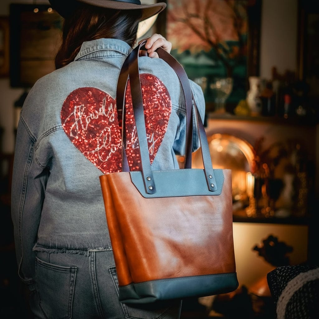 The Naomi Leather Tote Bag - Ocean Tide