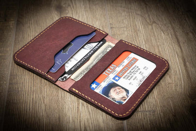 Custom made leather minimalist wallet