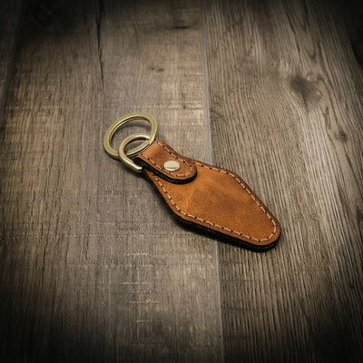 Leather Keychain | Custom Keychain - Saddle Tan