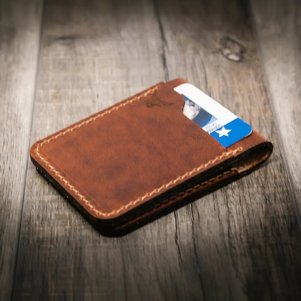 Peyton Small Card Holder- Chestnut Bull Sheath Leather
