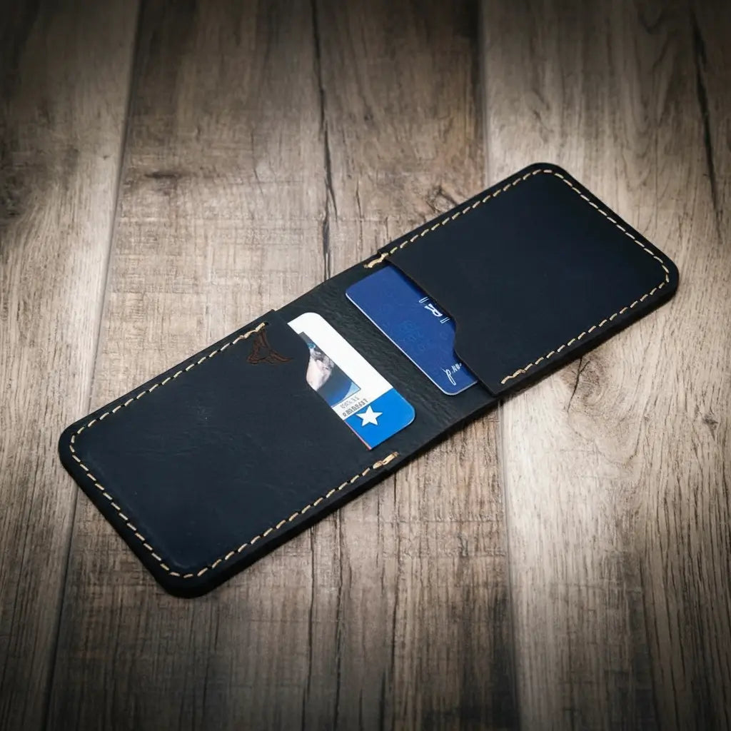 Peyton Small Card Holder- Black Bull Sheath Leather
