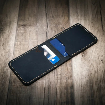 Peyton Small Card Holder- Black Bull Sheath Leather
