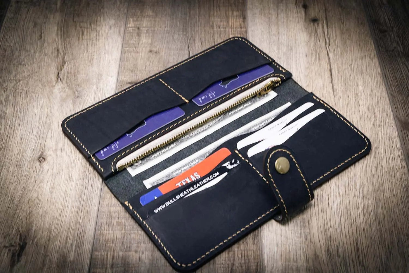 Sunshine Ladies Long Wallet - Black Bull Sheath Leather