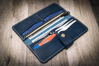 Sunshine Ladies Long Wallet - Navy Bull Sheath Leather