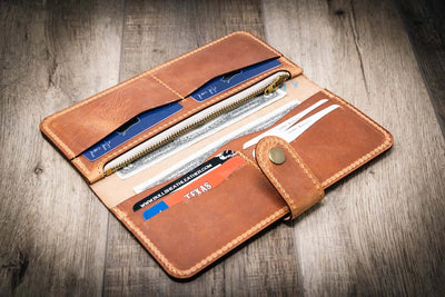 Sunshine Ladies Long Wallet - Saddle Tan Bull Sheath Leather