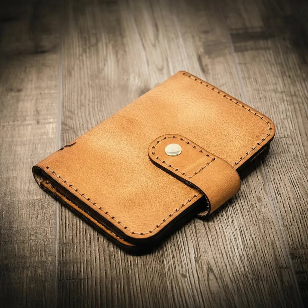 Badge Vertical Wallet - Saddle Tan