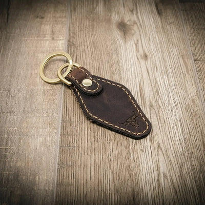 Leather Keychain | Custom Keychain - Walnut