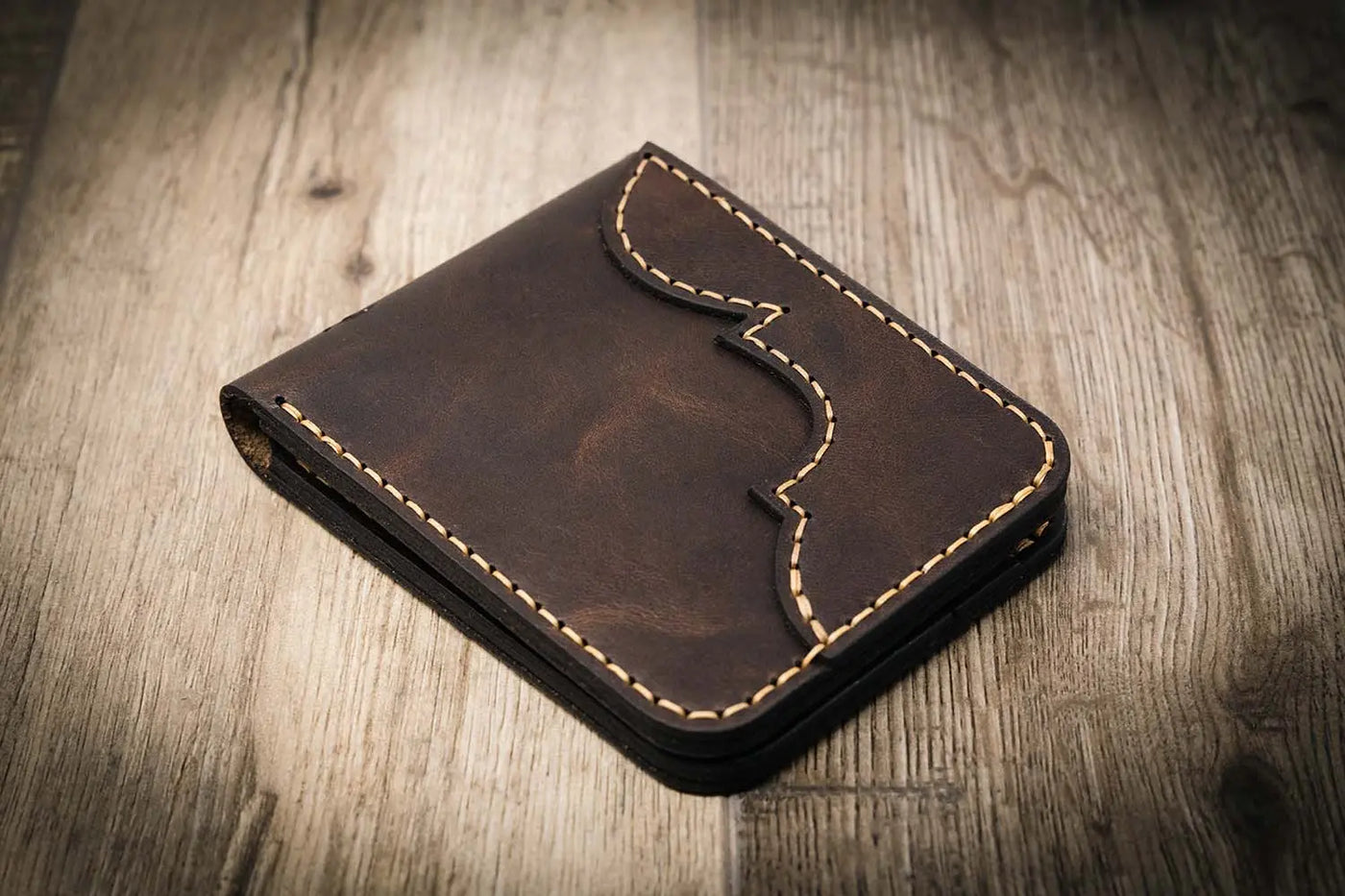 Western Bifold Wallet Bull Sheath Leather