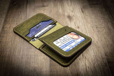 Leather law enforcement minimalist badge wallet