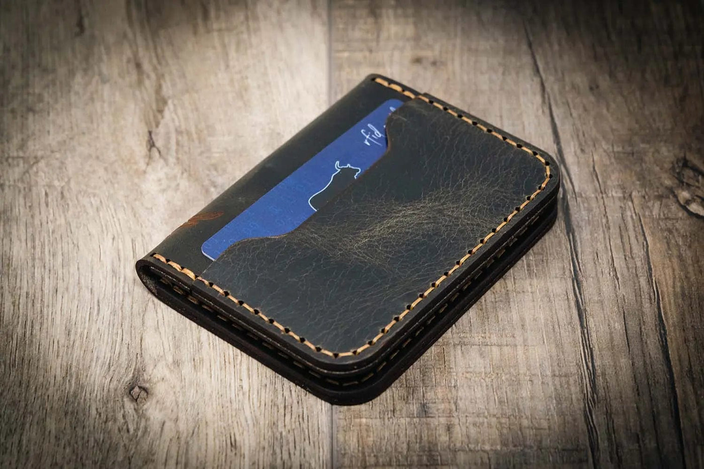 The Georgetown Minimalist Wallet in Slate Grey Bull Sheath Leather