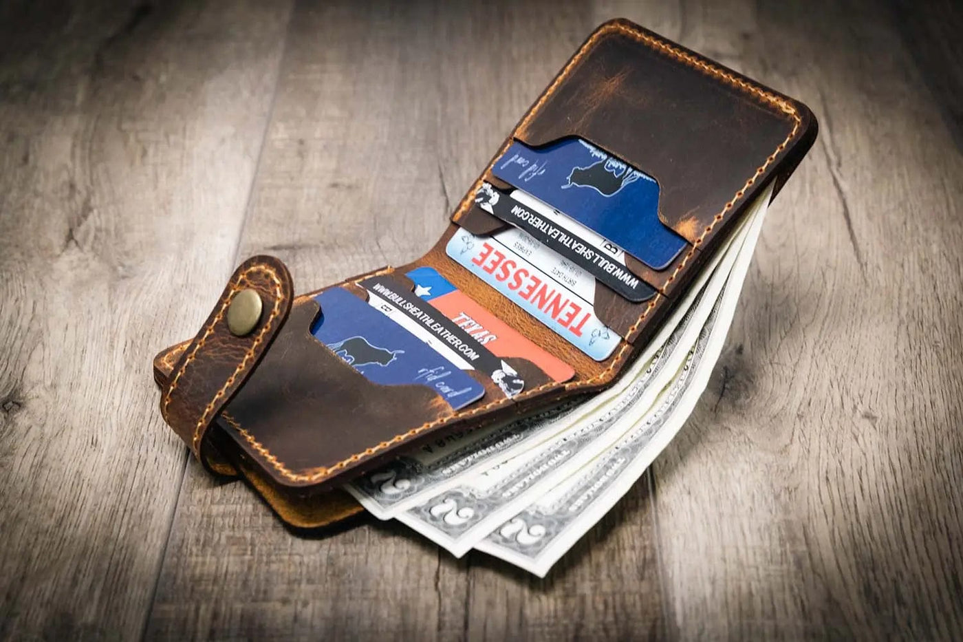 Glory Snap Bifold Wallet - Walnut Bull Sheath Leather