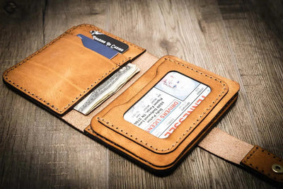 Badge Vertical Wallet - Chestnut Bull Sheath Leather