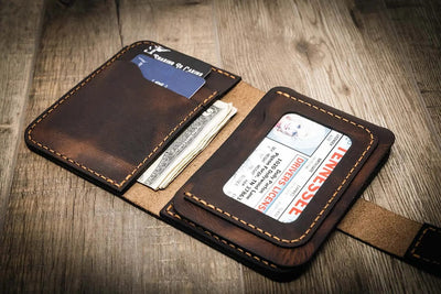 Badge Vertical Wallet - Walnut Bull Sheath Leather