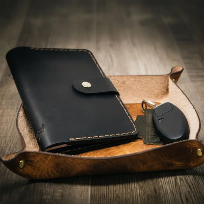 leather catch all, leather valet tray, valet tray for men
