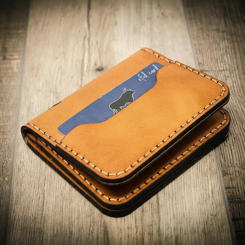 Minimalist Badge Wallet - Saddle Tan