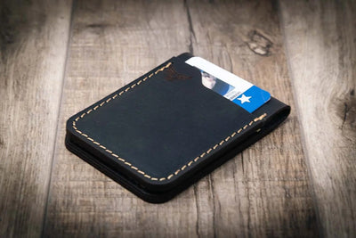 Peyton Small Card Holder- Black Bull Sheath Leather