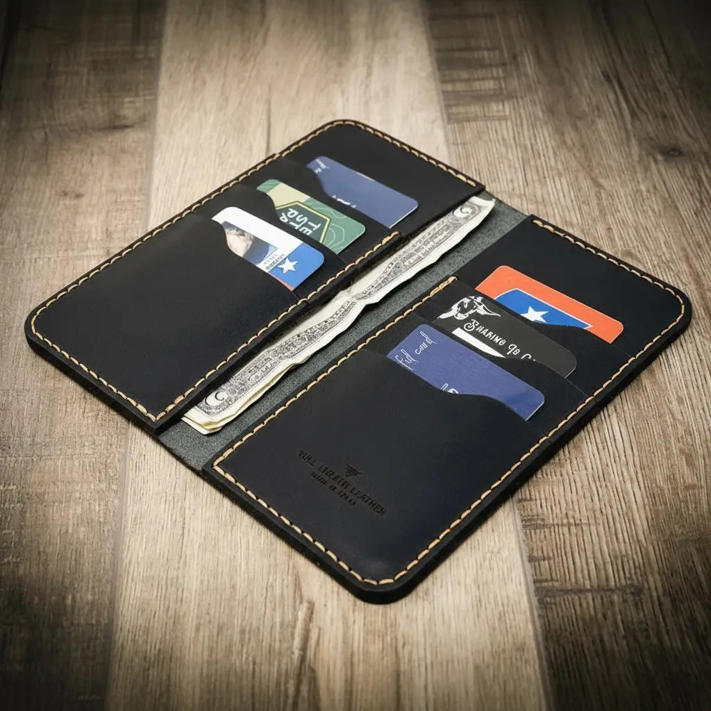 Custom Leather Long Wallet made in the USA
