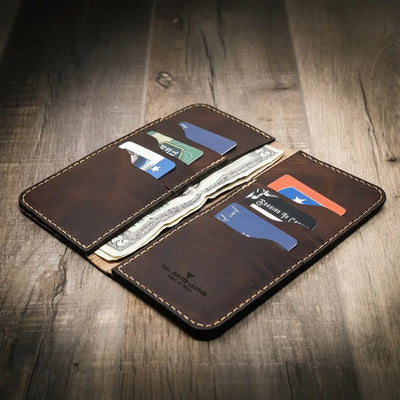 Dark Brown Mens Long Wallet

