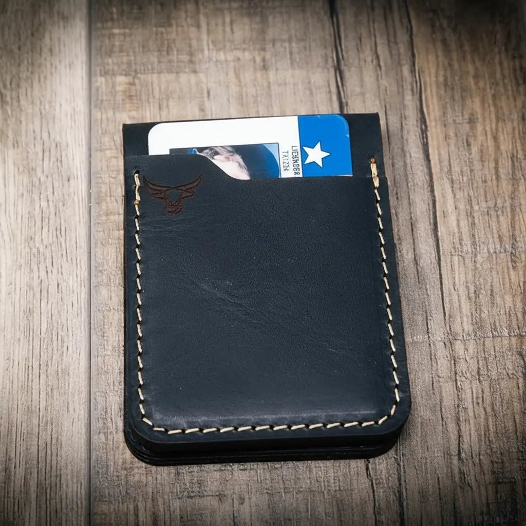 Peyton Small Card Holder- Black Bull Sheath Leather
