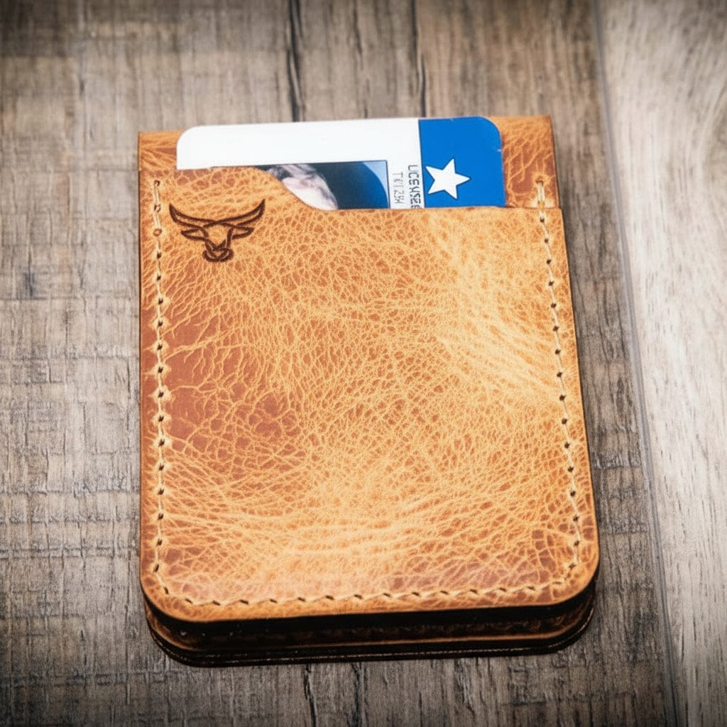Peyton Small Card Holder- Saddle Tan Bull Sheath Leather
